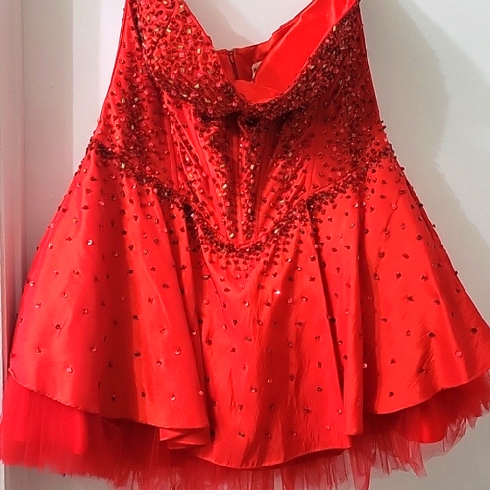 May Queen Red Sparkly Sweetheart A-line Cocktail Dress MQ578